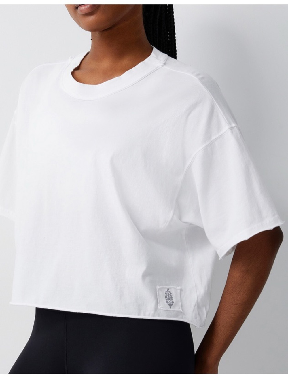 FREE PEOPLE Inspire Boxy Cropped Oversized Short Sleeve White Tee Shirt Size XL - Picture 16 of 16